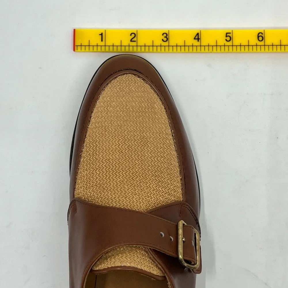 Ralph Lauren Monkstrap Dress Shoes 8.5D – Leather &‎ Woven Straw Detail, VTG New